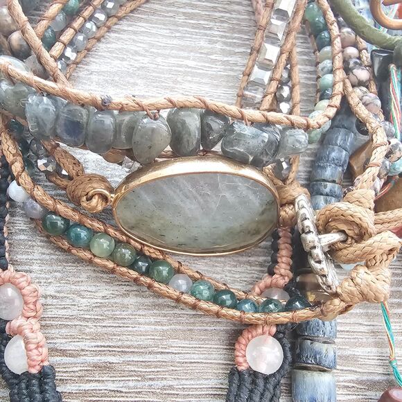 Boho Jewelry Lot Natural Stone & Crystal Necklaces Bracelets Artisan Handmade - Picture 6 of 7